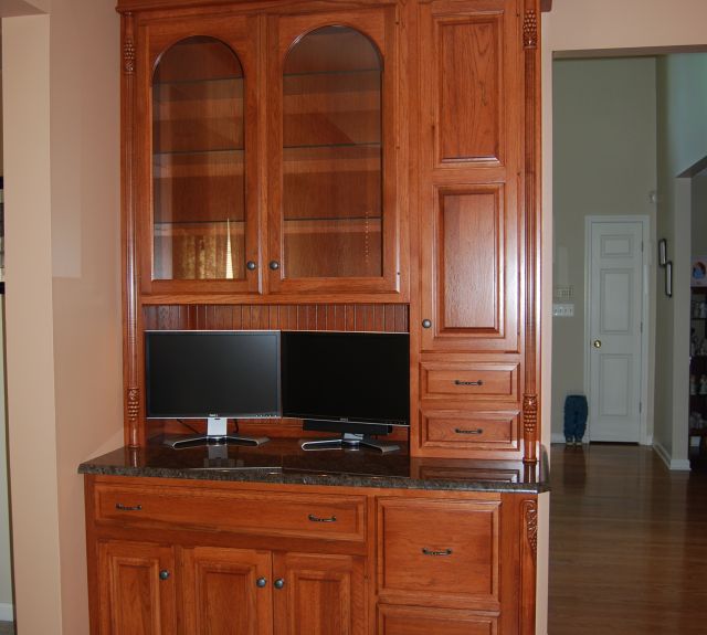 Desk with wooden cabinets