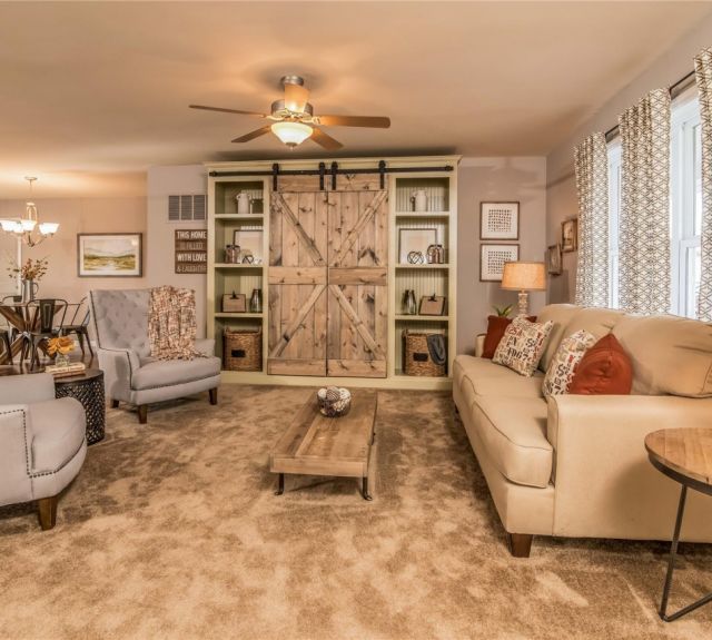 Living room with custom cabinet