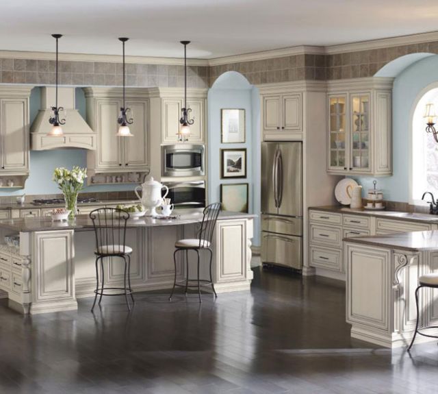 Traditional kitchen with white cabinets