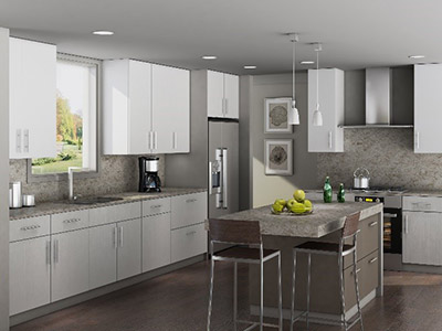 kitchen with concrete countertops