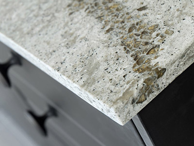 close-up of a concrete countertop